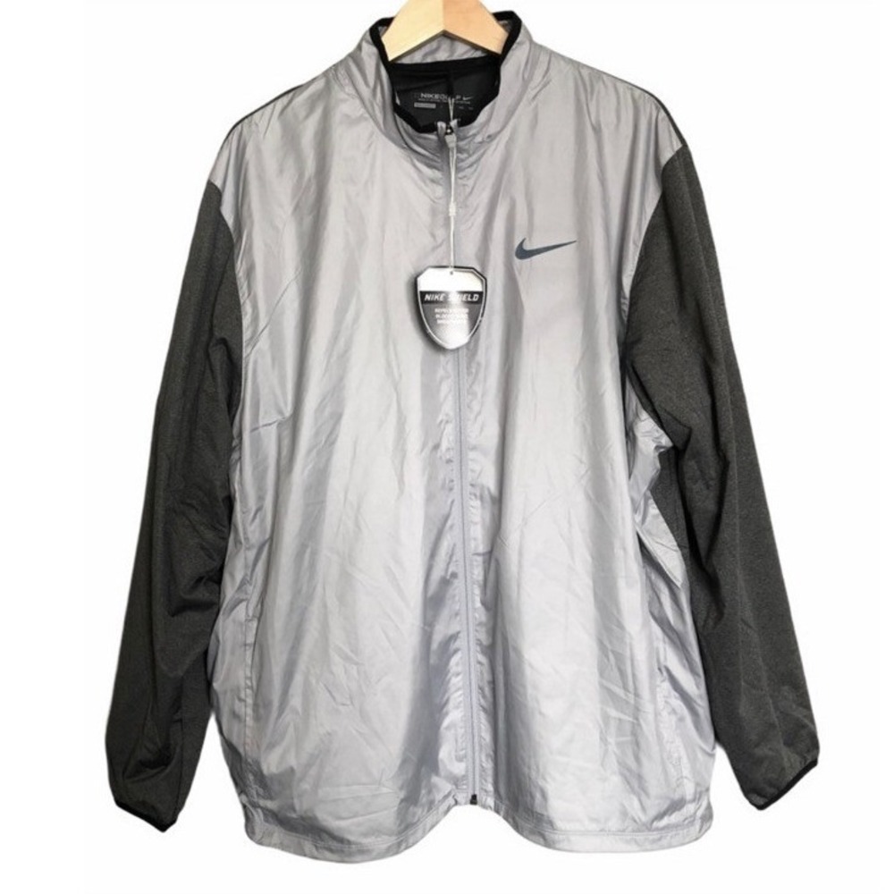 Nike Jacket Mens XXL Shield Golf Gray Full Zip Windbreaker NEW